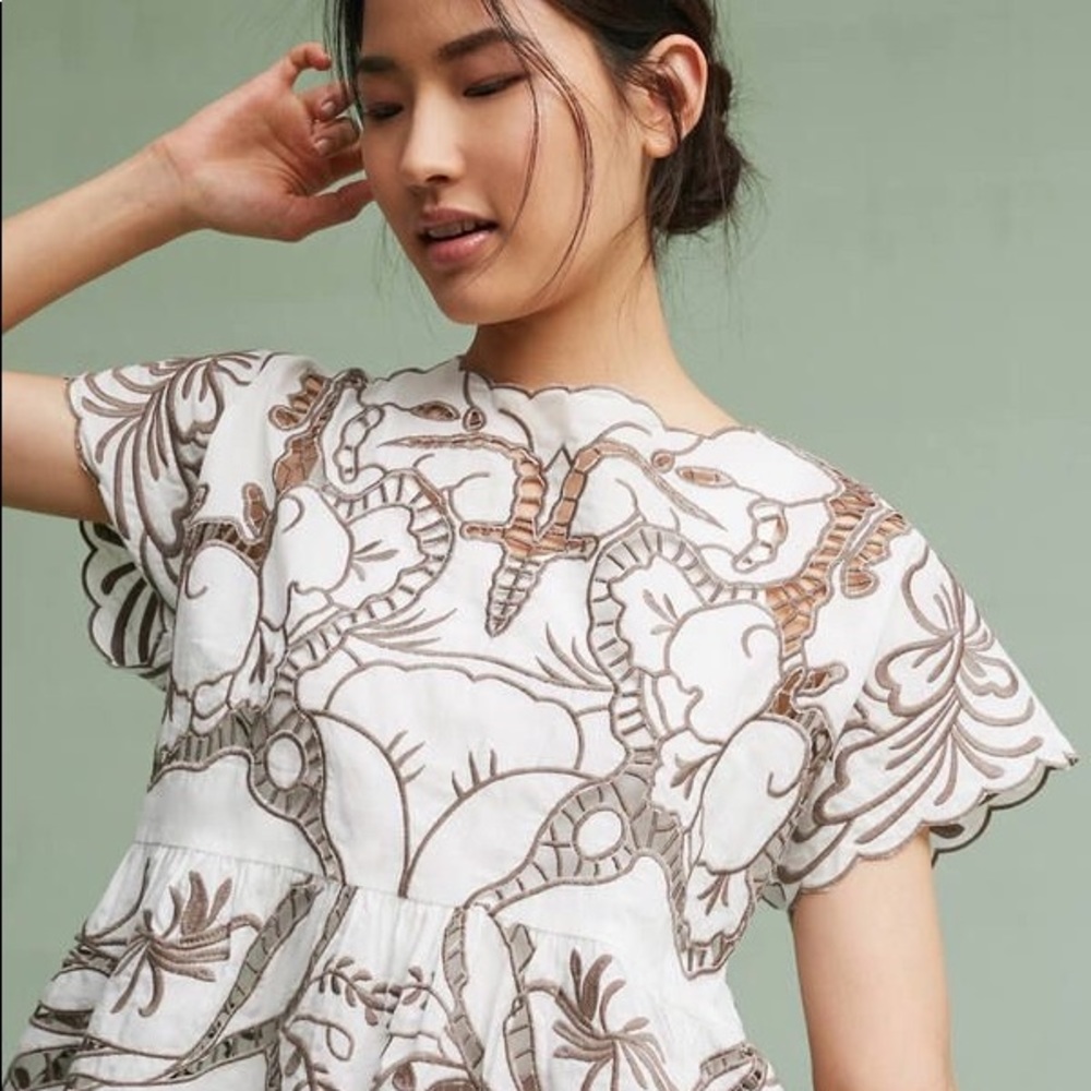 Anthropologie Harlyn Tonal Lace Shell Size XS